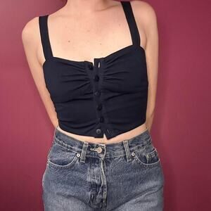 Carmen Vintage 80's Navy Blue Cropped Tank Top